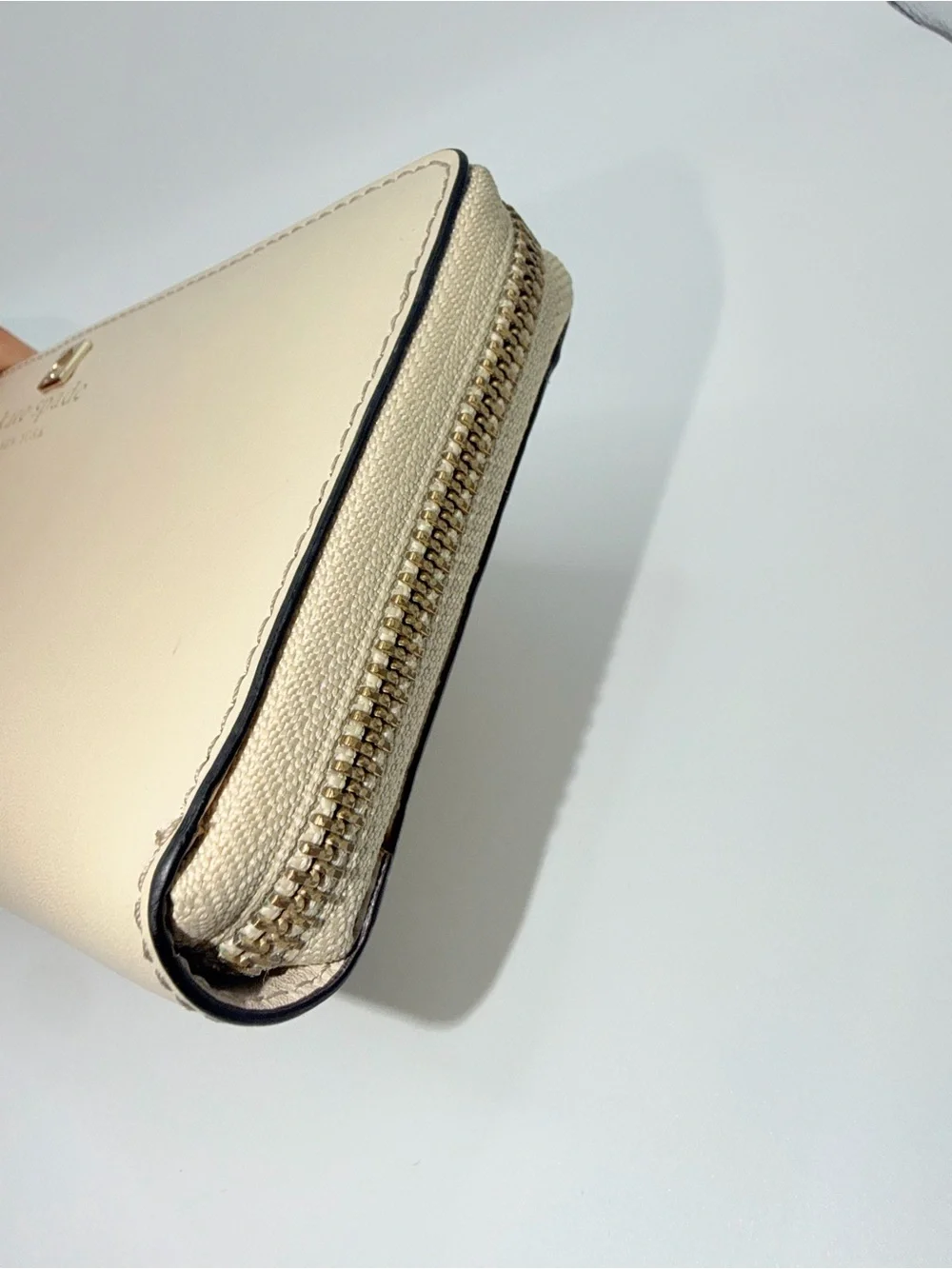 kate spade New York Cream Zip-Around Leather Wallet